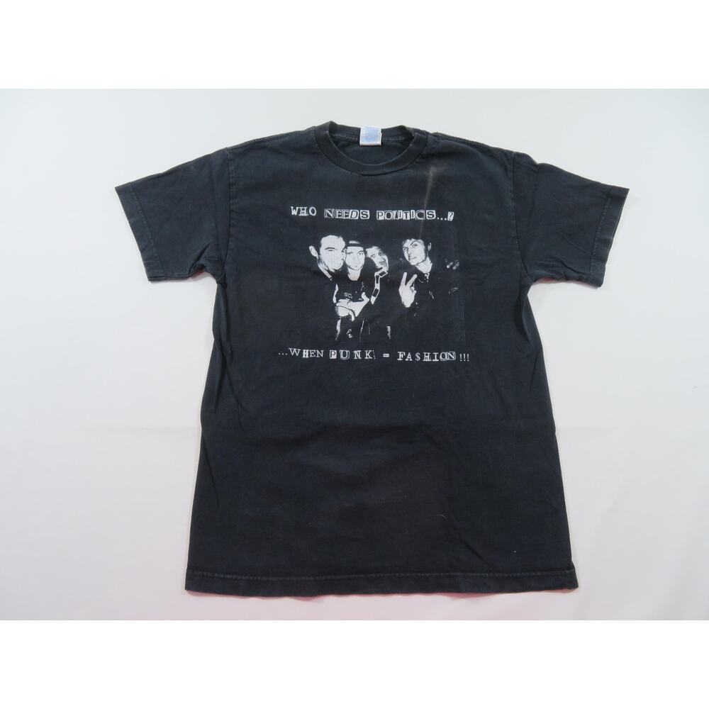 Leftover Crack Who Needs Politics When Punk = Fashion Black T-shirt Sz M 1990s